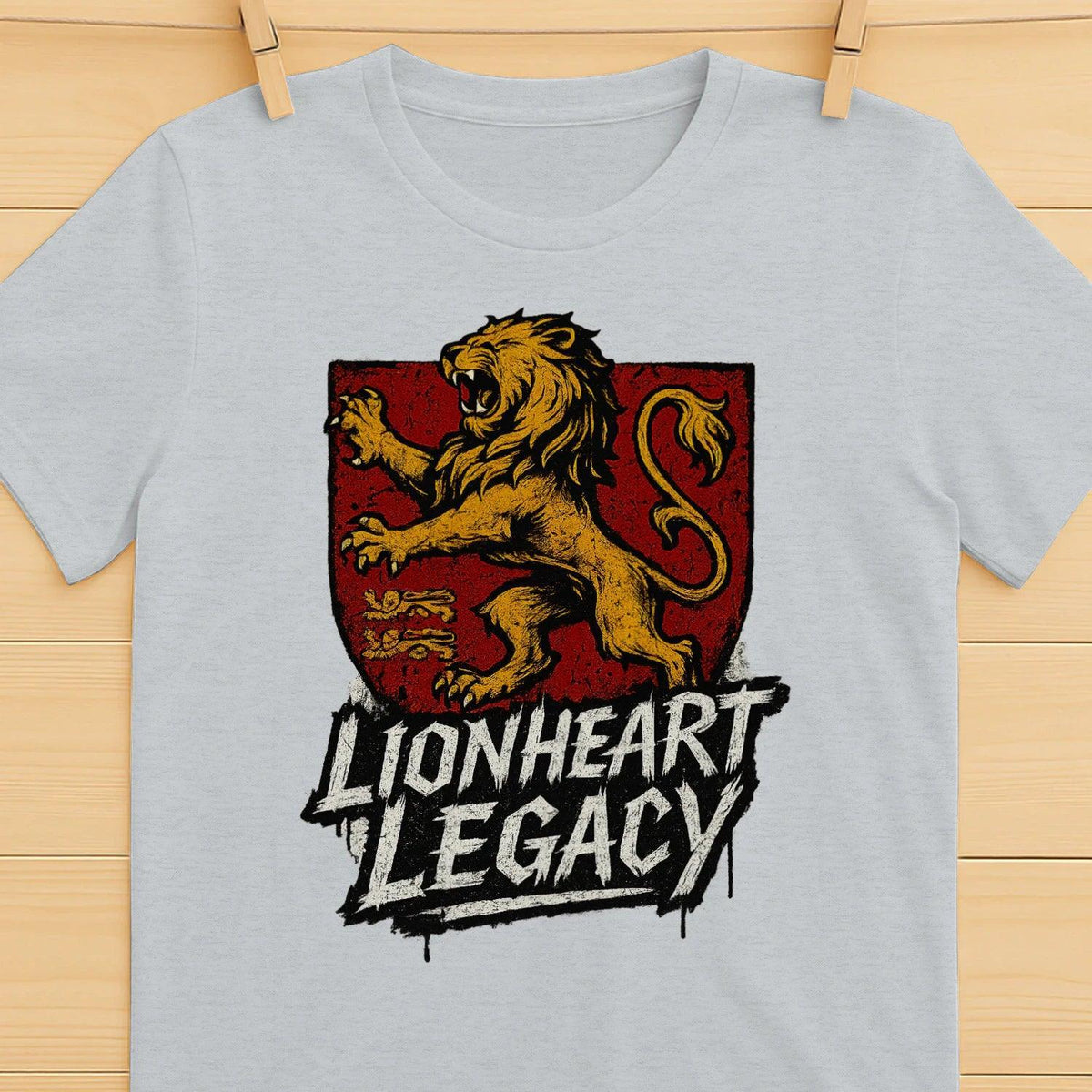 English Lion T-Shirt - Heraldic Tee Heritage Streetwear - Celtic Wolfwear