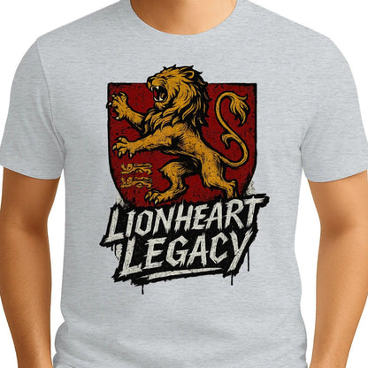 English Lion T-Shirt - Heraldic Tee Heritage Streetwear - Celtic Wolfwear
