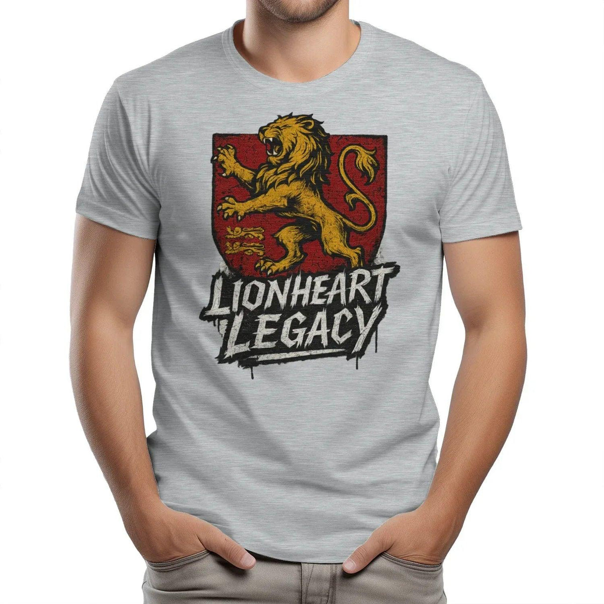 English Lion T-Shirt - Heraldic Tee Heritage Streetwear - Celtic Wolfwear