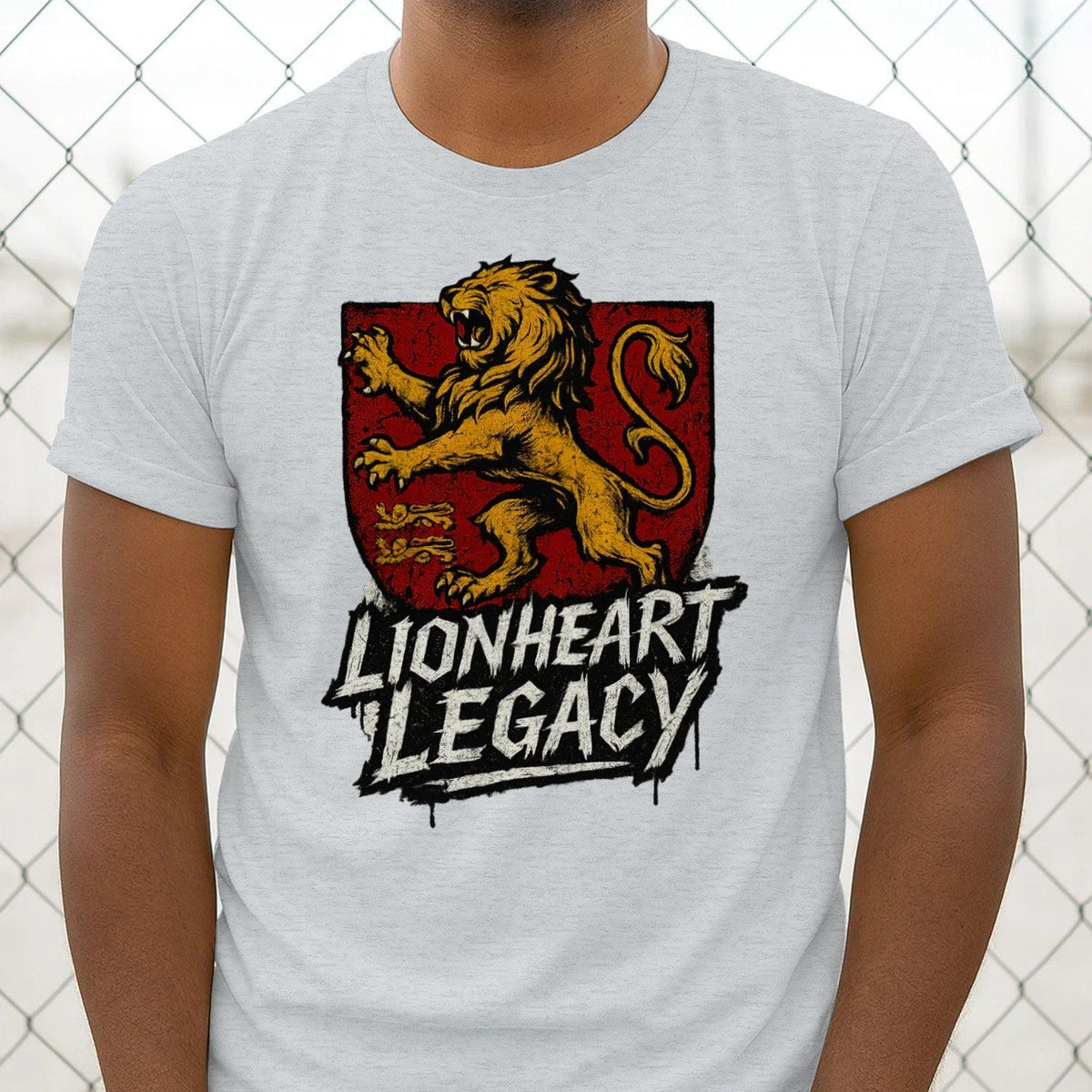 English Lion T-Shirt - Heraldic Tee Heritage Streetwear - Celtic Wolfwear