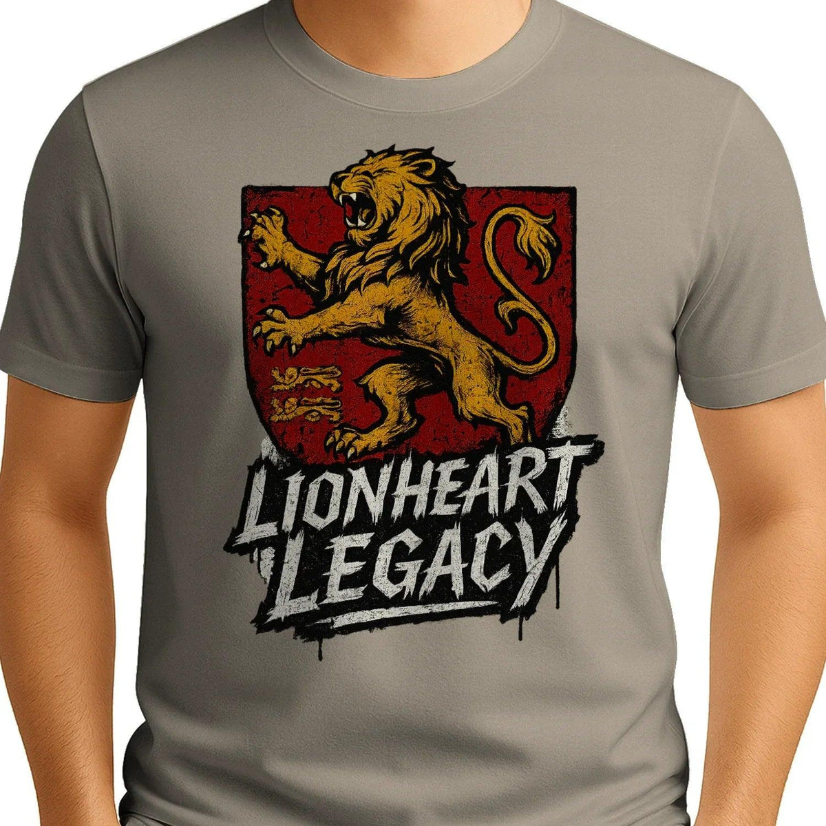 English Lion T-Shirt - Heraldic Tee Heritage Streetwear - Celtic Wolfwear