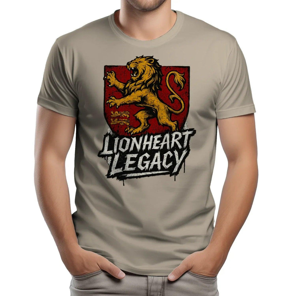 English Lion T-Shirt - Heraldic Tee Heritage Streetwear - Celtic Wolfwear