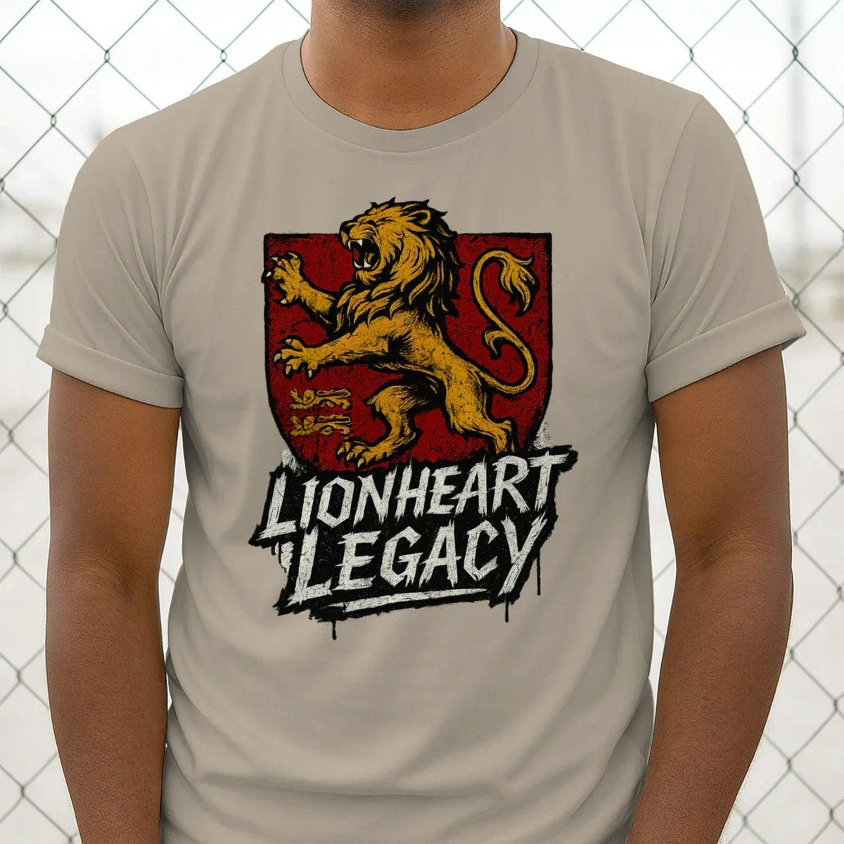 English Lion T-Shirt - Heraldic Tee Heritage Streetwear - Celtic Wolfwear