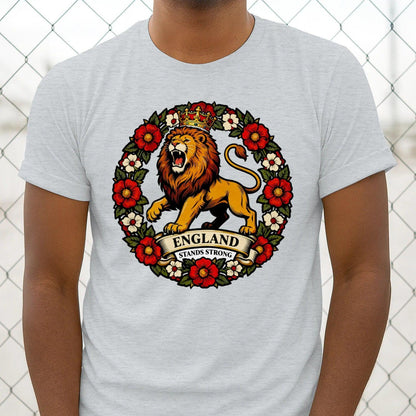 English Lion T-Shirt - Rampant Wreath Crew Tee, Unisex - Celtic Wolfwear