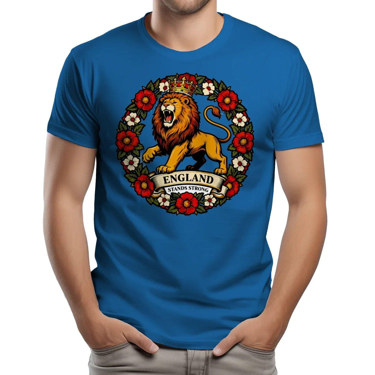 English Lion T-Shirt - Rampant Wreath Crew Tee, Unisex - Celtic Wolfwear