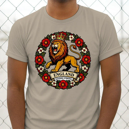 English Lion T-Shirt - Rampant Wreath Crew Tee, Unisex - Celtic Wolfwear