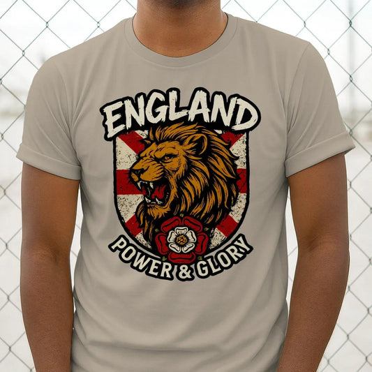 English Lion T-Shirt - Roaring Shield Tee Unisex Streetwear - Celtic Wolfwear