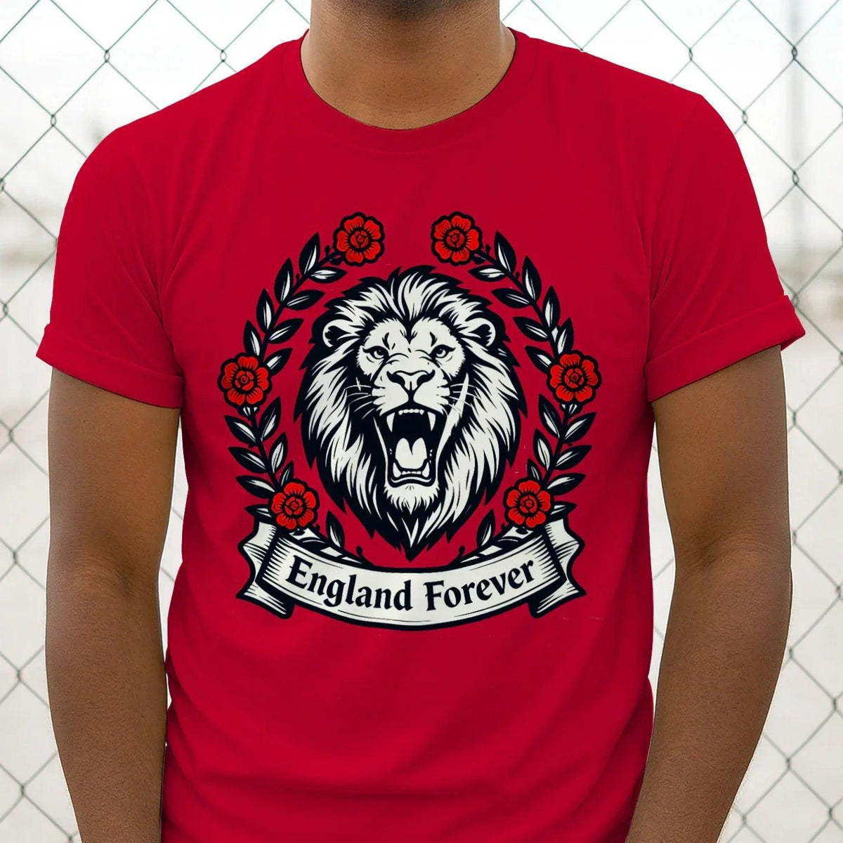 English Lion T-Shirt - Roaring Tee UK Unisex Streetwear - Celtic Wolfwear