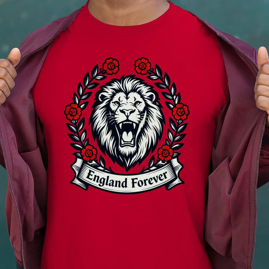 English Lion T-Shirt - Roaring Tee UK Unisex Streetwear - Celtic Wolfwear