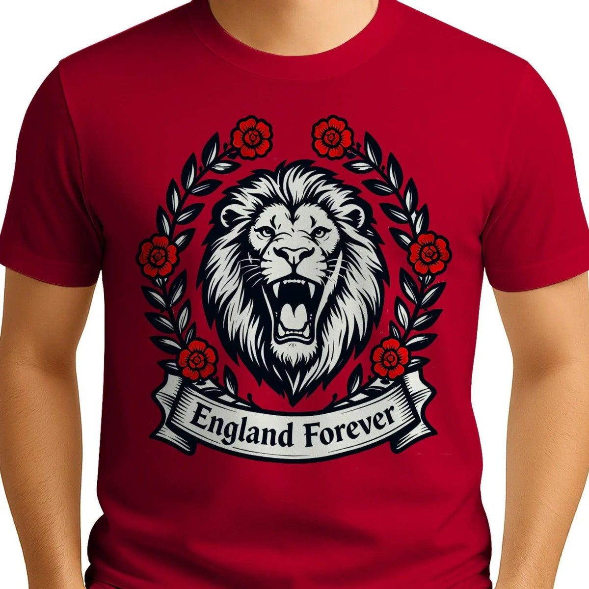 English Lion T-Shirt - Roaring Tee UK Unisex Streetwear - Celtic Wolfwear