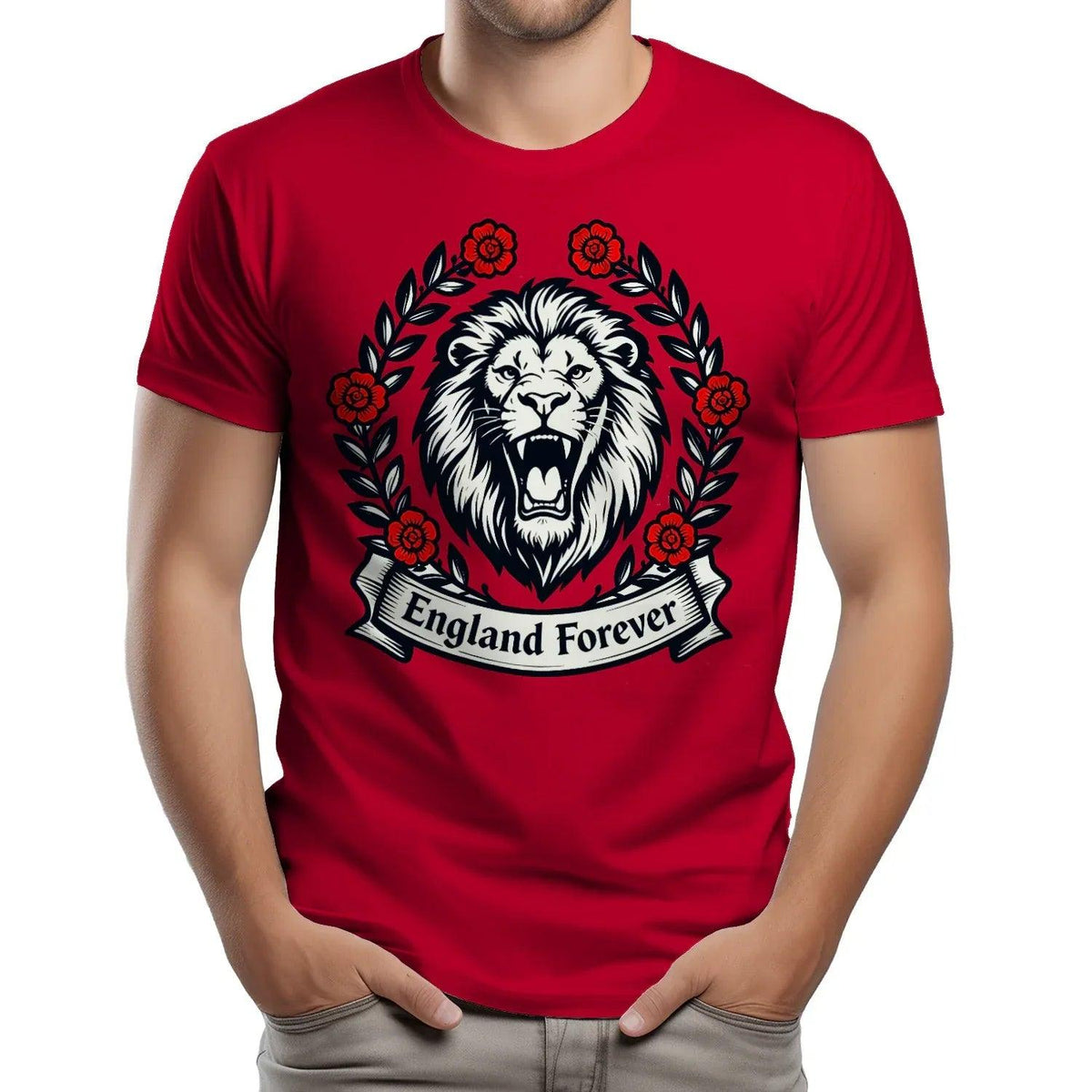 English Lion T-Shirt - Roaring Tee UK Unisex Streetwear - Celtic Wolfwear
