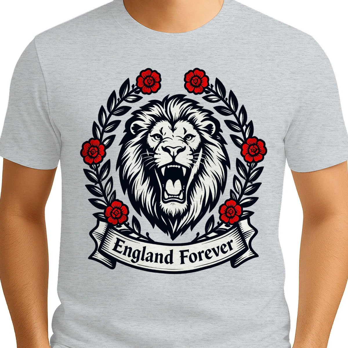 English Lion T-Shirt - Roaring Tee UK Unisex Streetwear - Celtic Wolfwear