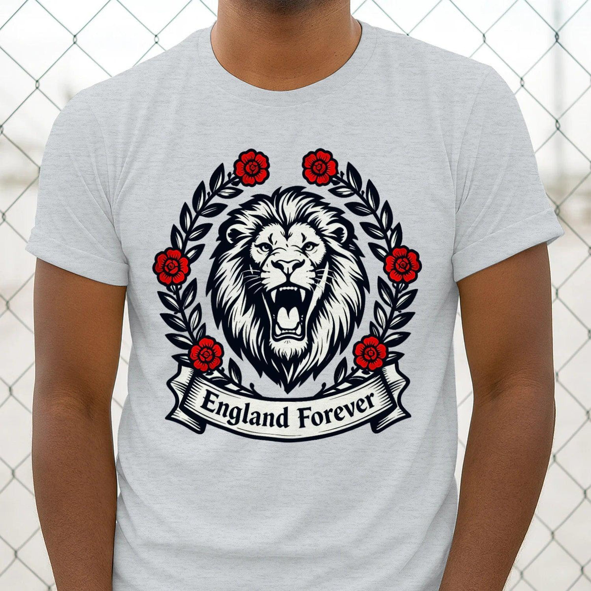 English Lion T-Shirt - Roaring Tee UK Unisex Streetwear - Celtic Wolfwear