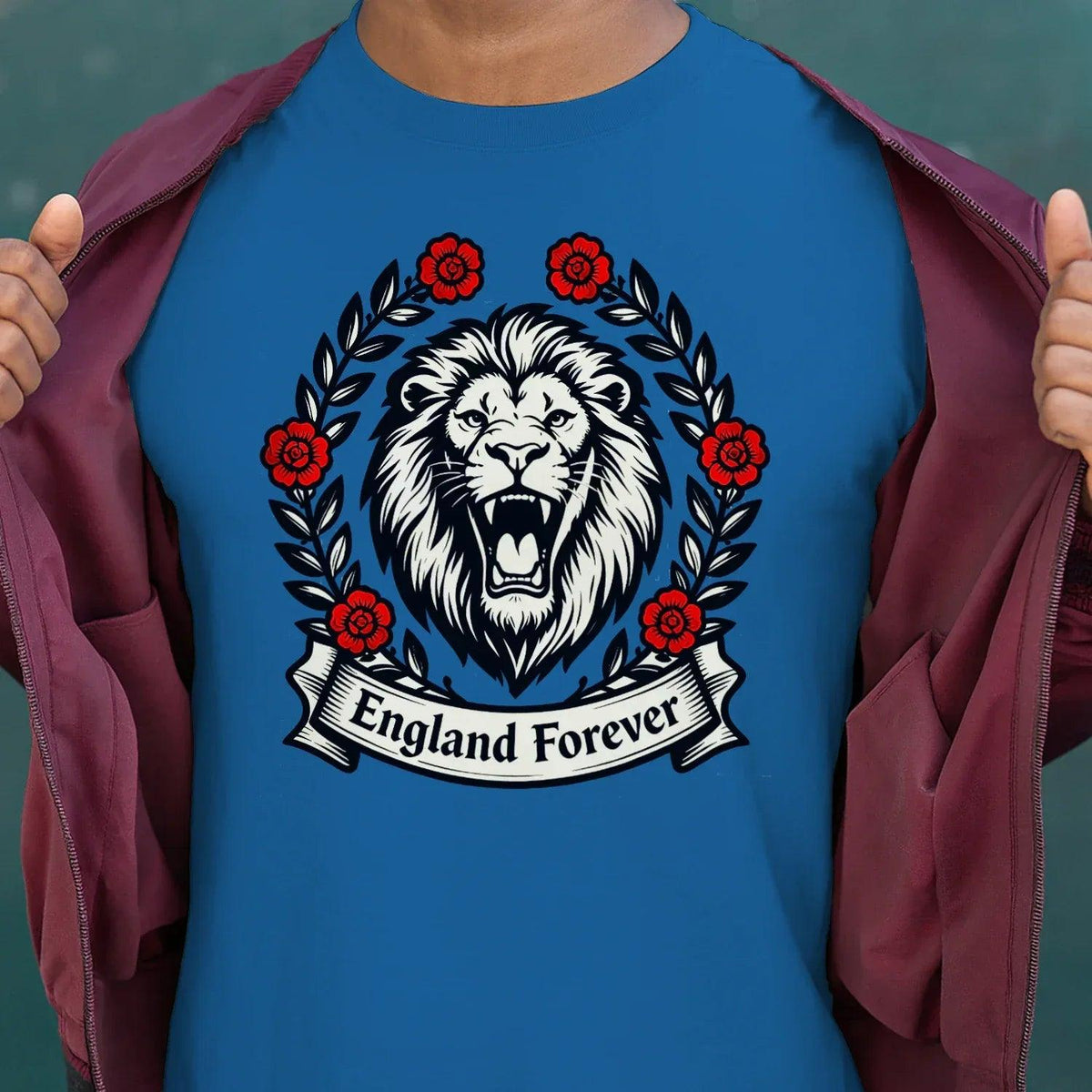 English Lion T-Shirt - Roaring Tee UK Unisex Streetwear - Celtic Wolfwear