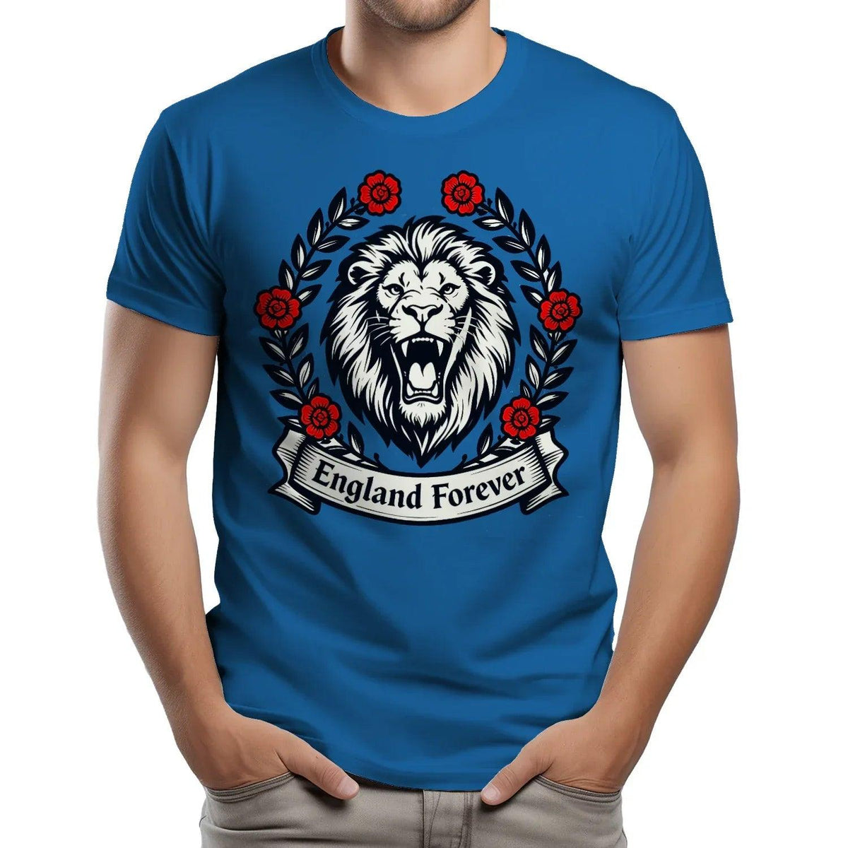 English Lion T-Shirt - Roaring Tee UK Unisex Streetwear - Celtic Wolfwear