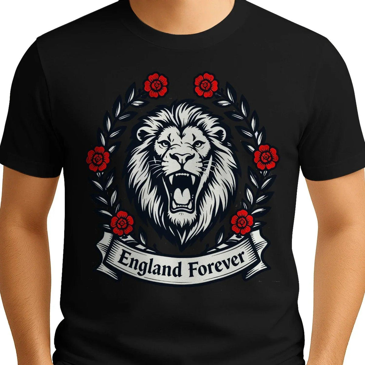 English Lion T-Shirt - Roaring Tee UK Unisex Streetwear - Celtic Wolfwear