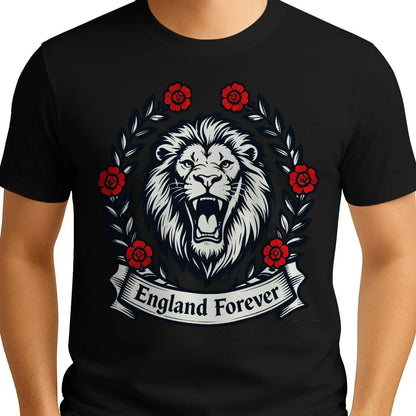 English Lion T-Shirt - Roaring Tee UK Unisex Streetwear - Celtic Wolfwear