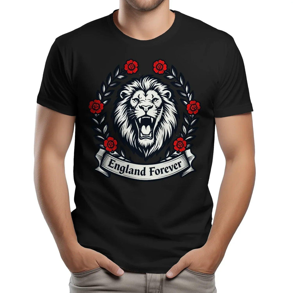 English Lion T-Shirt - Roaring Tee UK Unisex Streetwear - Celtic Wolfwear
