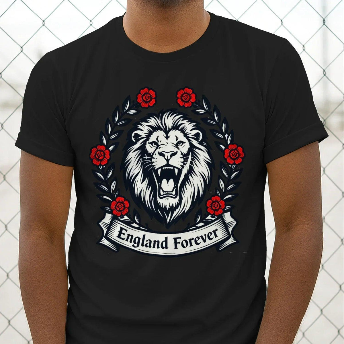 English Lion T-Shirt - Roaring Tee UK Unisex Streetwear - Celtic Wolfwear