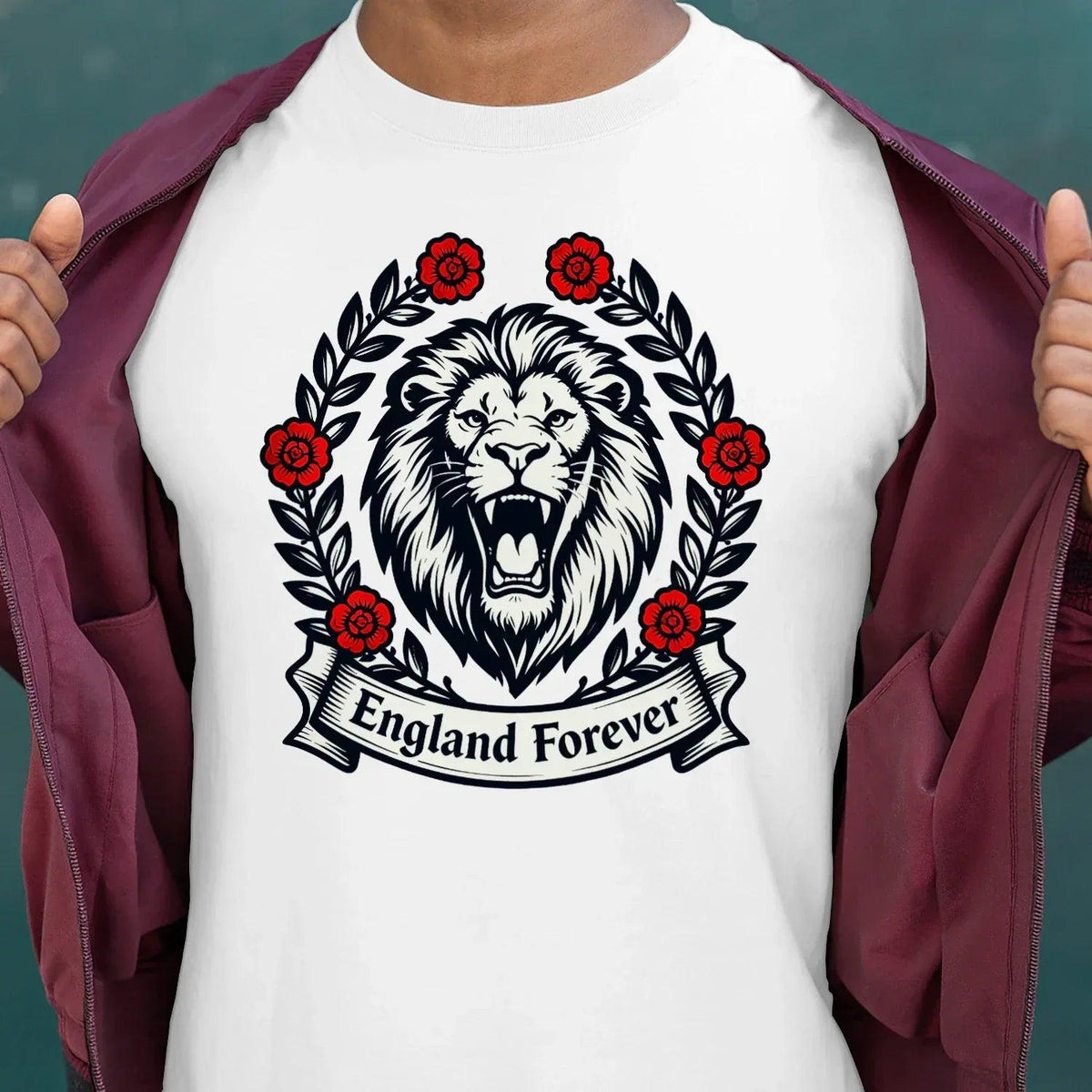 English Lion T-Shirt - Roaring Tee UK Unisex Streetwear - Celtic Wolfwear