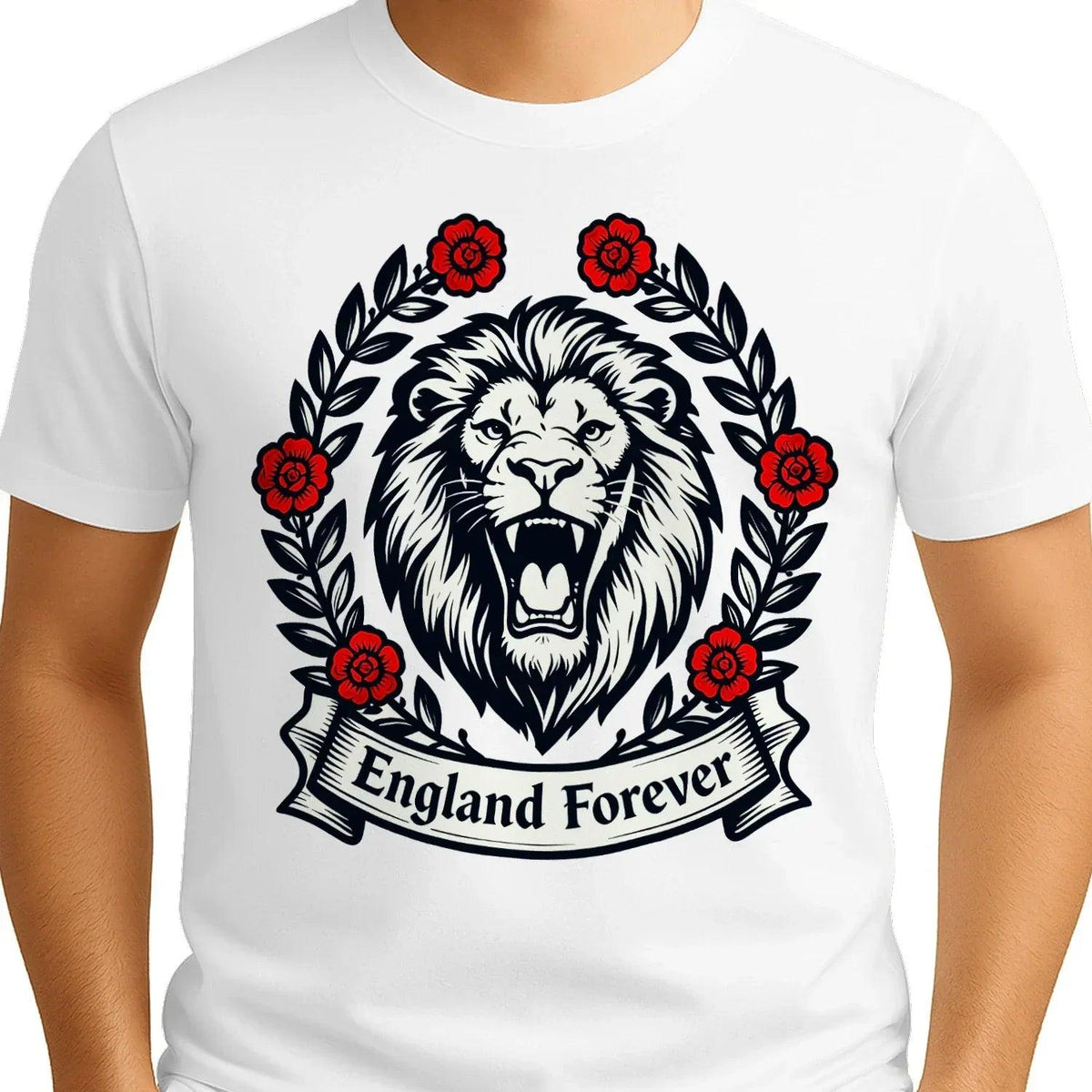 English Lion T-Shirt - Roaring Tee UK Unisex Streetwear - Celtic Wolfwear