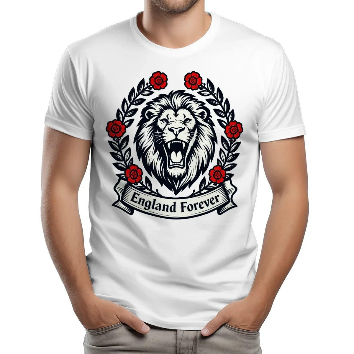 English Lion T-Shirt - Roaring Tee UK Unisex Streetwear - Celtic Wolfwear