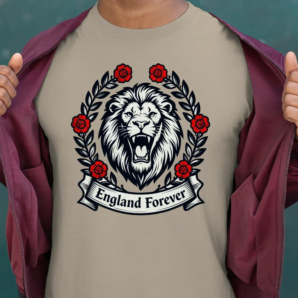 English Lion T-Shirt - Roaring Tee UK Unisex Streetwear - Celtic Wolfwear