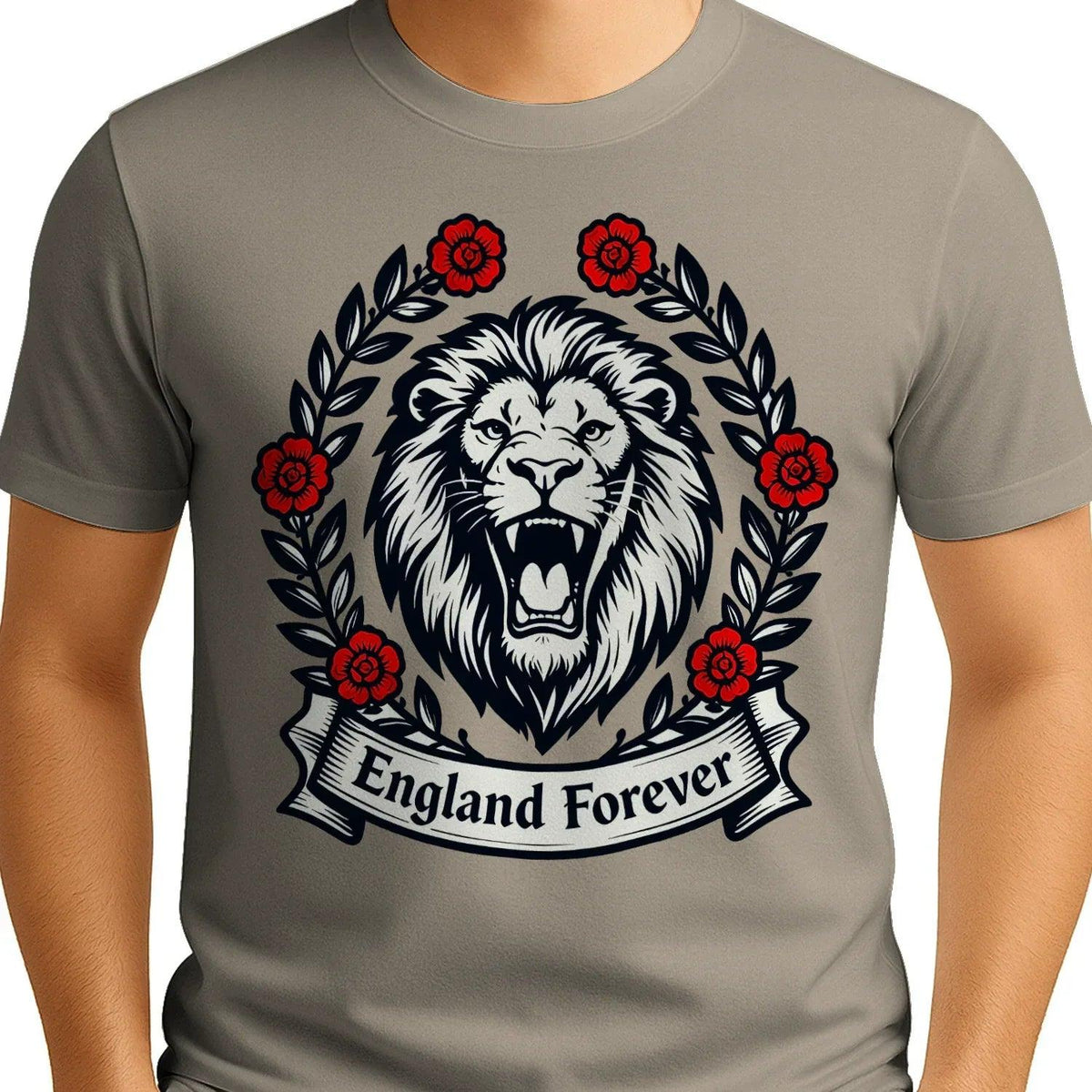 English Lion T-Shirt - Roaring Tee UK Unisex Streetwear - Celtic Wolfwear