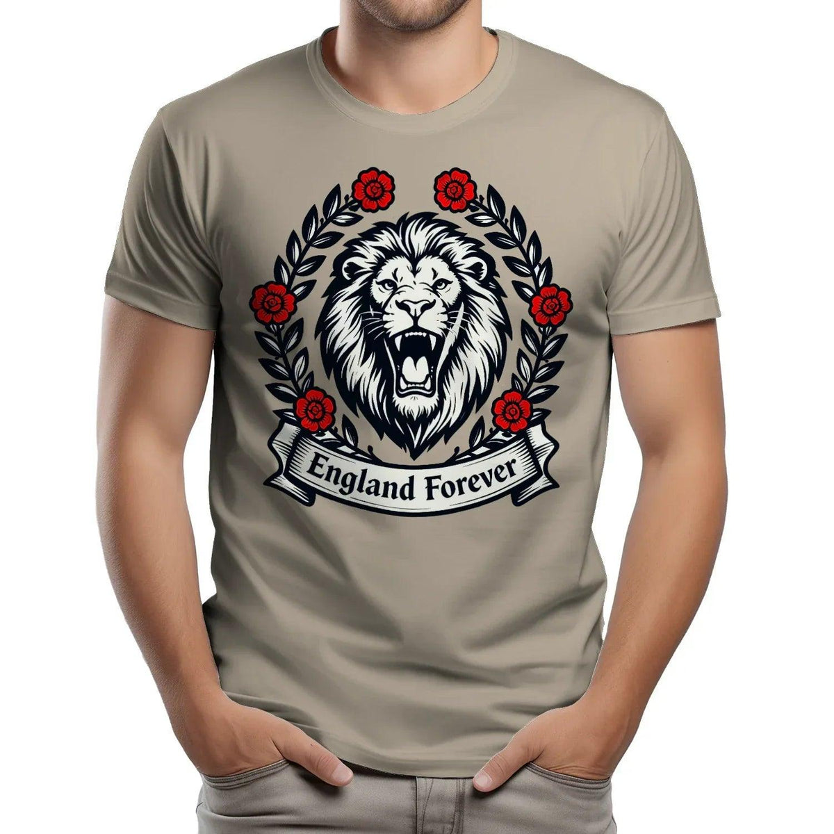 English Lion T-Shirt - Roaring Tee UK Unisex Streetwear - Celtic Wolfwear