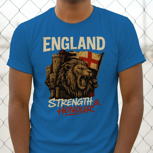 English Lion T-Shirt - Strength and Honour Heritage Unisex - Celtic Wolfwear