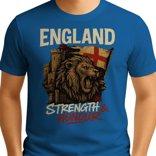 English Lion T-Shirt - Strength and Honour Heritage Unisex - Celtic Wolfwear
