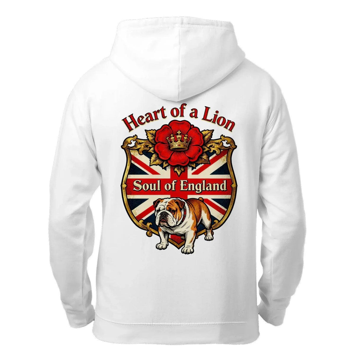 English Lion Zip Hoodie - Heart of a Soul Unisex Streetwear - Celtic Wolfwear