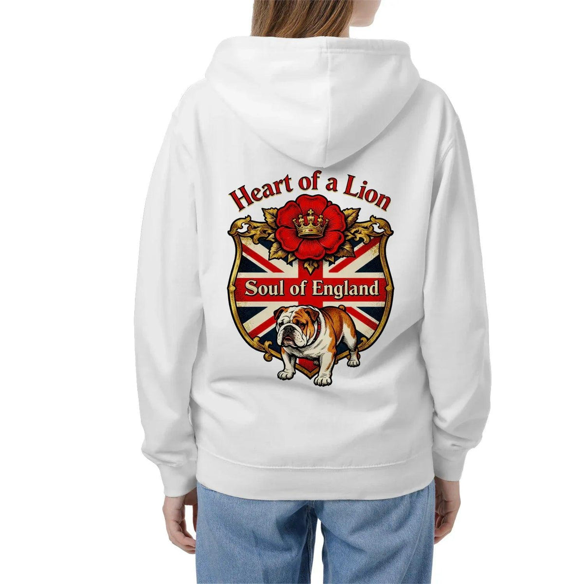 English Lion Zip Hoodie - Heart of a Soul Unisex Streetwear - Celtic Wolfwear
