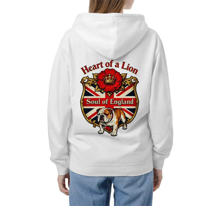 English Lion Zip Hoodie - Heart of a Soul Unisex Streetwear - Celtic Wolfwear