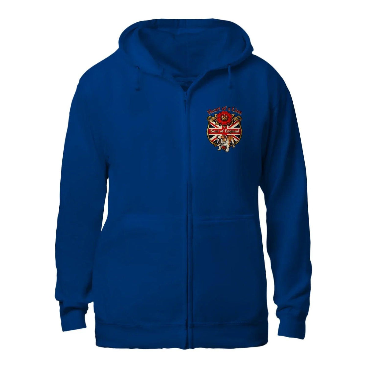 English Lion Zip Hoodie - Heart of a Soul Unisex Streetwear - Celtic Wolfwear
