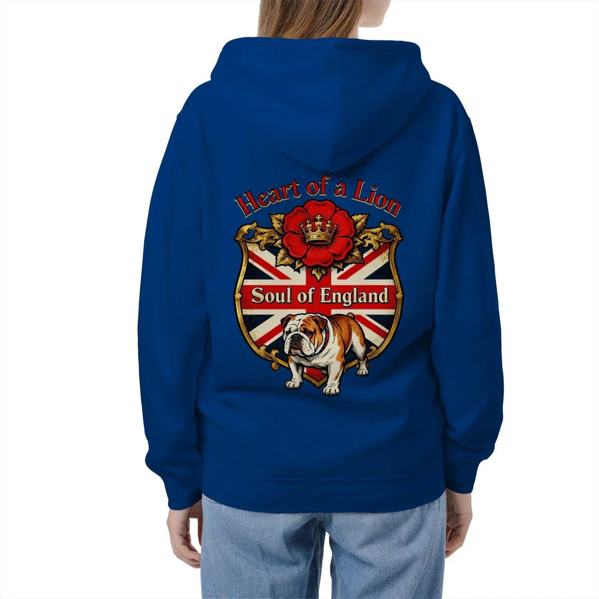 English Lion Zip Hoodie - Heart of a Soul Unisex Streetwear - Celtic Wolfwear