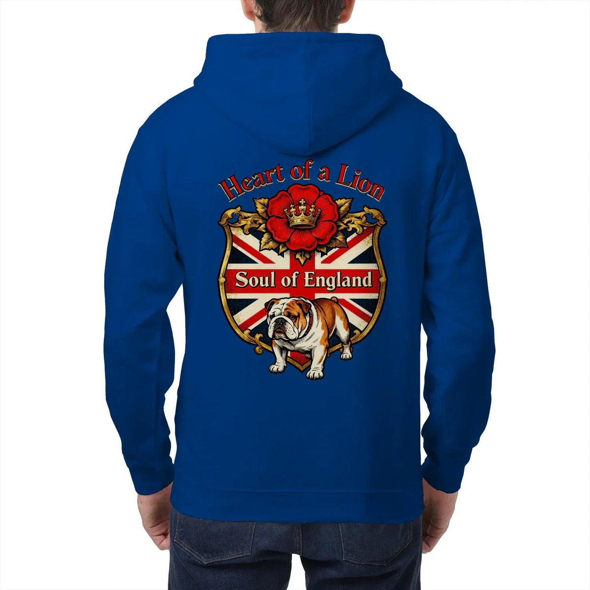 English Lion Zip Hoodie - Heart of a Soul Unisex Streetwear - Celtic Wolfwear