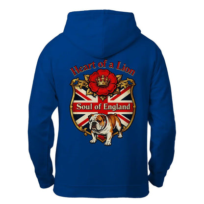 English Lion Zip Hoodie - Heart of a Soul Unisex Streetwear - Celtic Wolfwear