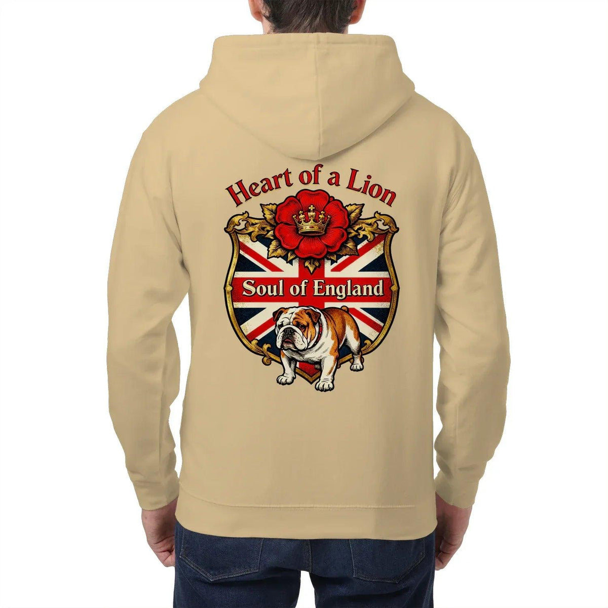 English Lion Zip Hoodie - Heart of a Soul Unisex Streetwear - Celtic Wolfwear