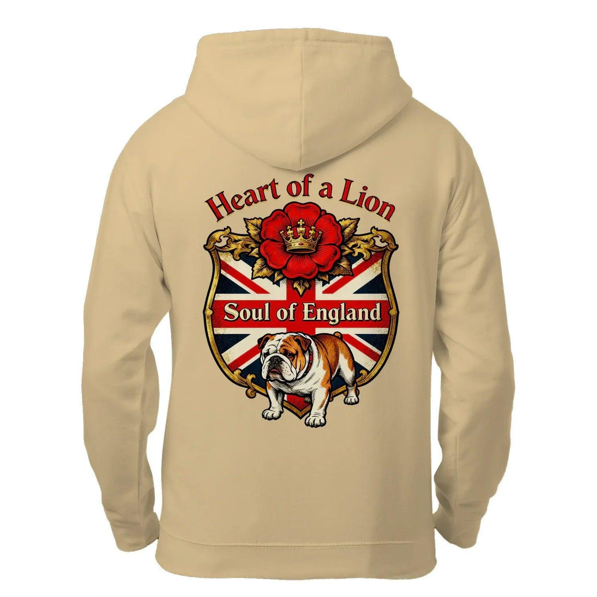 English Lion Zip Hoodie - Heart of a Soul Unisex Streetwear - Celtic Wolfwear