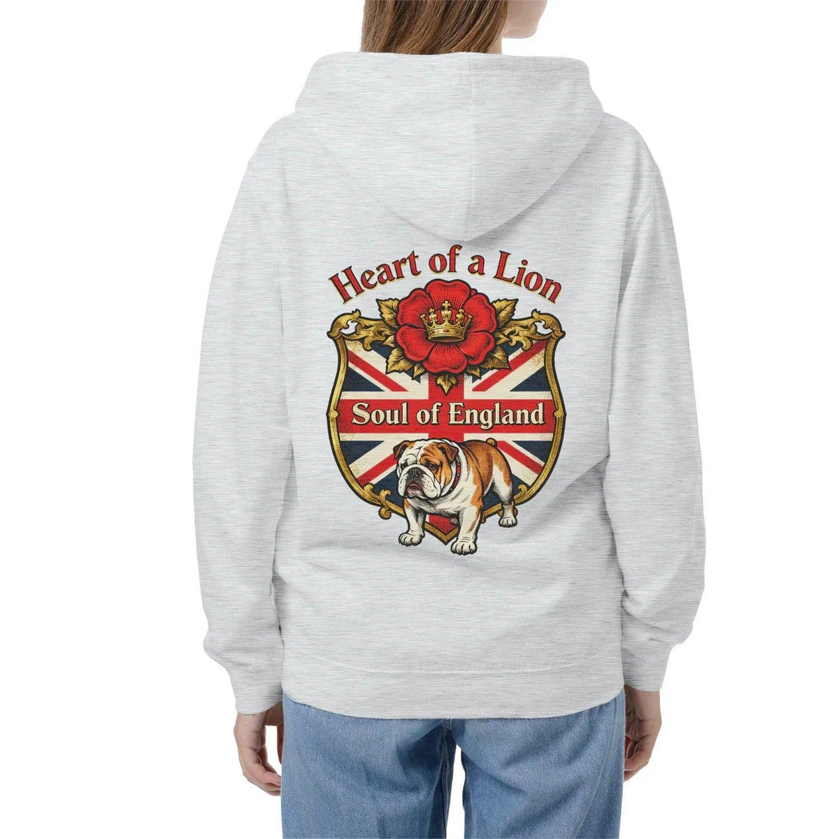 English Lion Zip Hoodie - Heart of a Soul Unisex Streetwear - Celtic Wolfwear