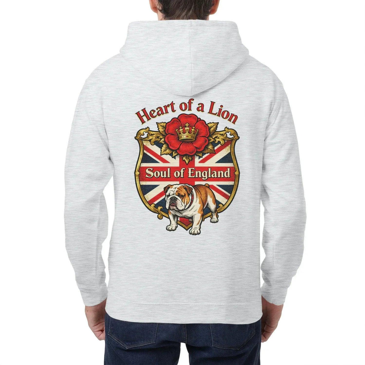 English Lion Zip Hoodie - Heart of a Soul Unisex Streetwear - Celtic Wolfwear