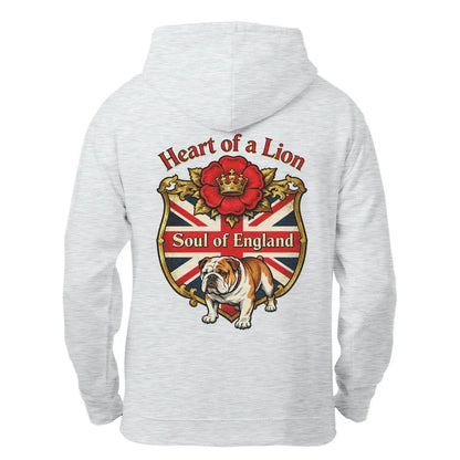 English Lion Zip Hoodie - Heart of a Soul Unisex Streetwear - Celtic Wolfwear