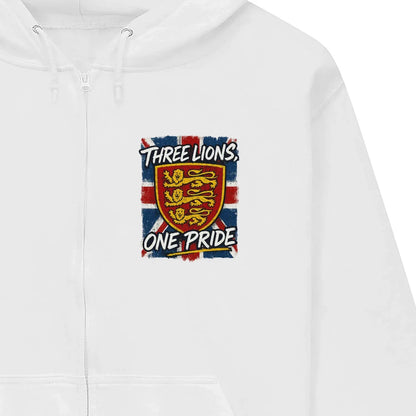 English Lion Zip Hoodie - Heraldic Lions Heritage Unisex - Celtic Wolfwear