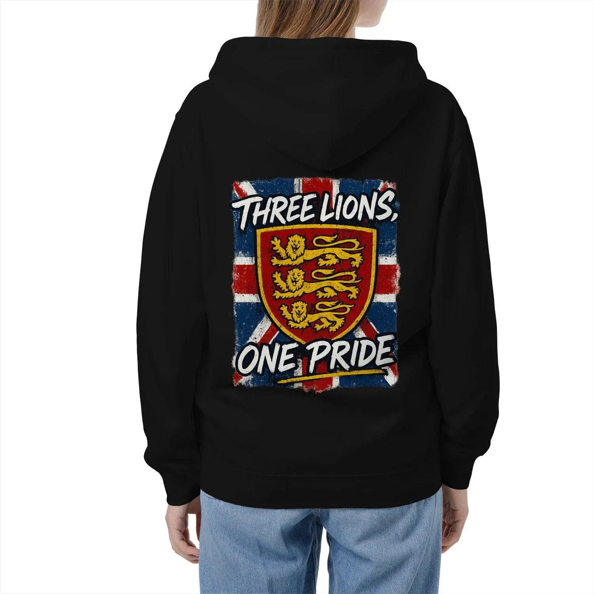 English Lion Zip Hoodie - Heraldic Lions Heritage Unisex - Celtic Wolfwear