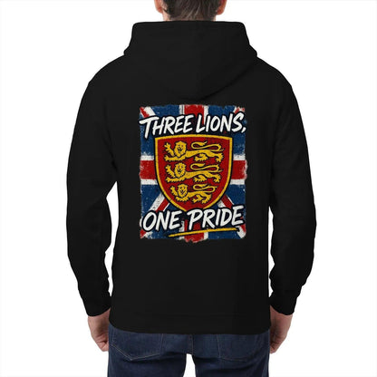 English Lion Zip Hoodie - Heraldic Lions Heritage Unisex - Celtic Wolfwear