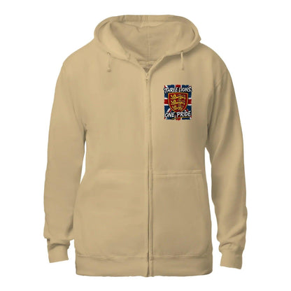 English Lion Zip Hoodie - Heraldic Lions Heritage Unisex - Celtic Wolfwear
