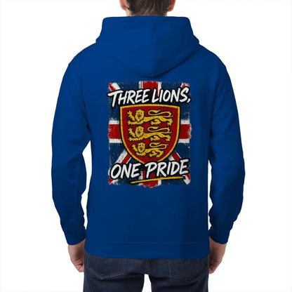English Lion Zip Hoodie - Heraldic Lions Heritage Unisex - Celtic Wolfwear