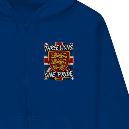 English Lion Zip Hoodie - Heraldic Lions Heritage Unisex - Celtic Wolfwear
