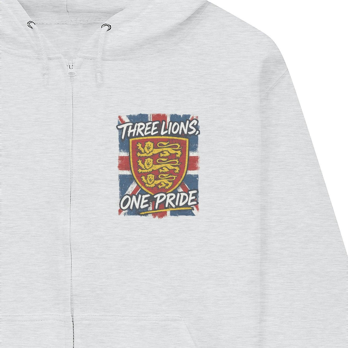 English Lion Zip Hoodie - Heraldic Lions Heritage Unisex - Celtic Wolfwear